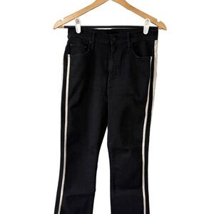 Mother Denim Black Jeans Womens 28 Side Stripe Raw Hem Straight Leg